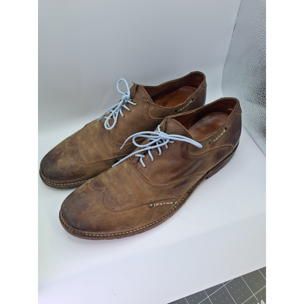 Bed Stu Shoes Mens Size 10 Brown Leather Lace Up Wingtip Casual Studded Oxfords